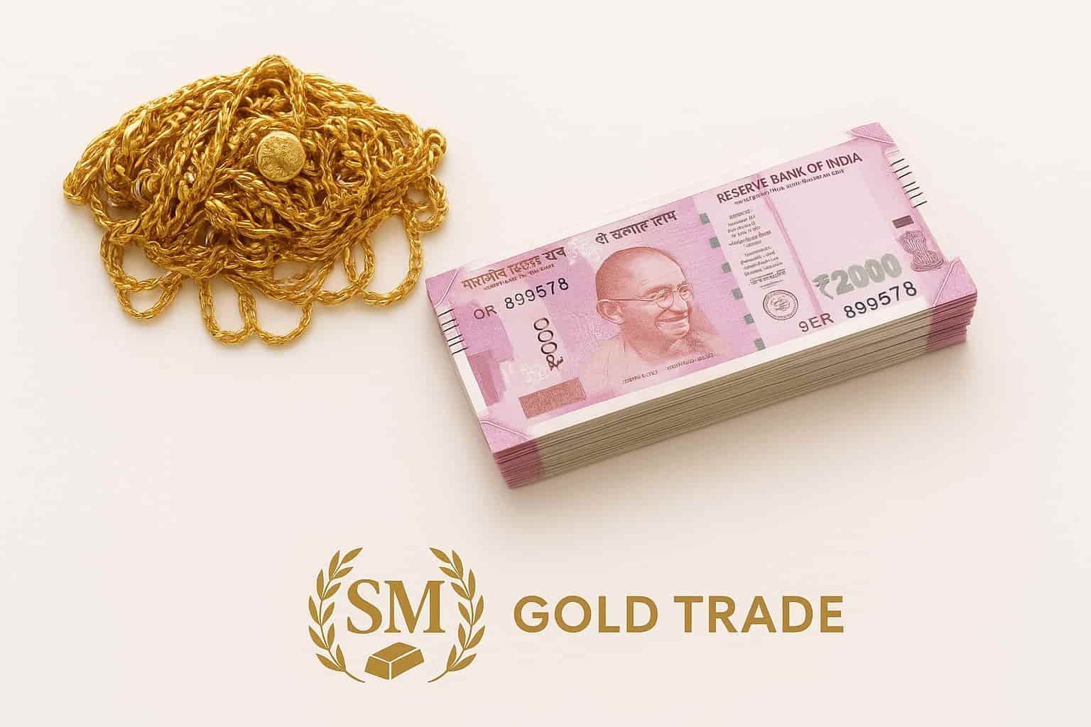 Gold bars being weighed for instant cash in Madurai